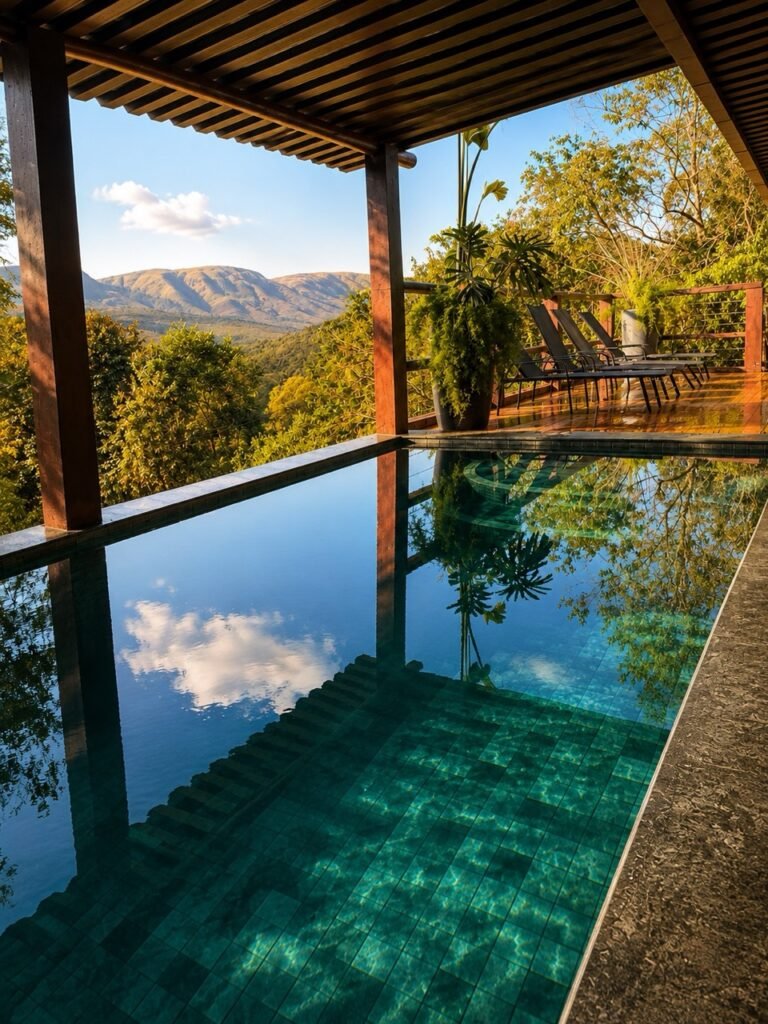 Day Use - Piscina aquecida coberta ao entardecer